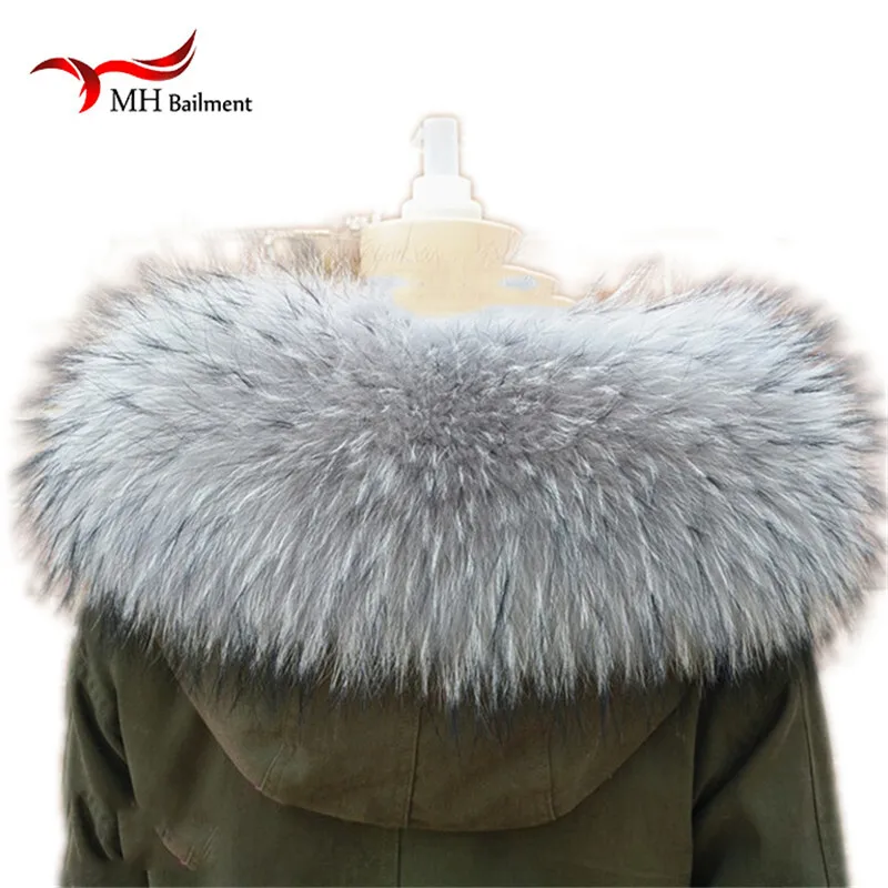 Real Raccoon Fur Collar Womens 100% Natural Fur Gray Collar Real Fur Shawl Raccoon collar Fur Scraves L#84