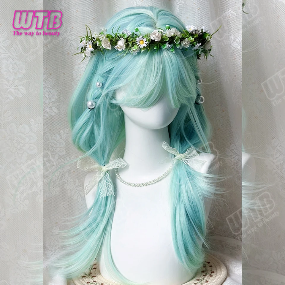 WTB Mint Green Straight Synthetic Lolita Wig with Bangs Suitable for Women and Girls to Wear for Holidays Role-Playing and More view 2