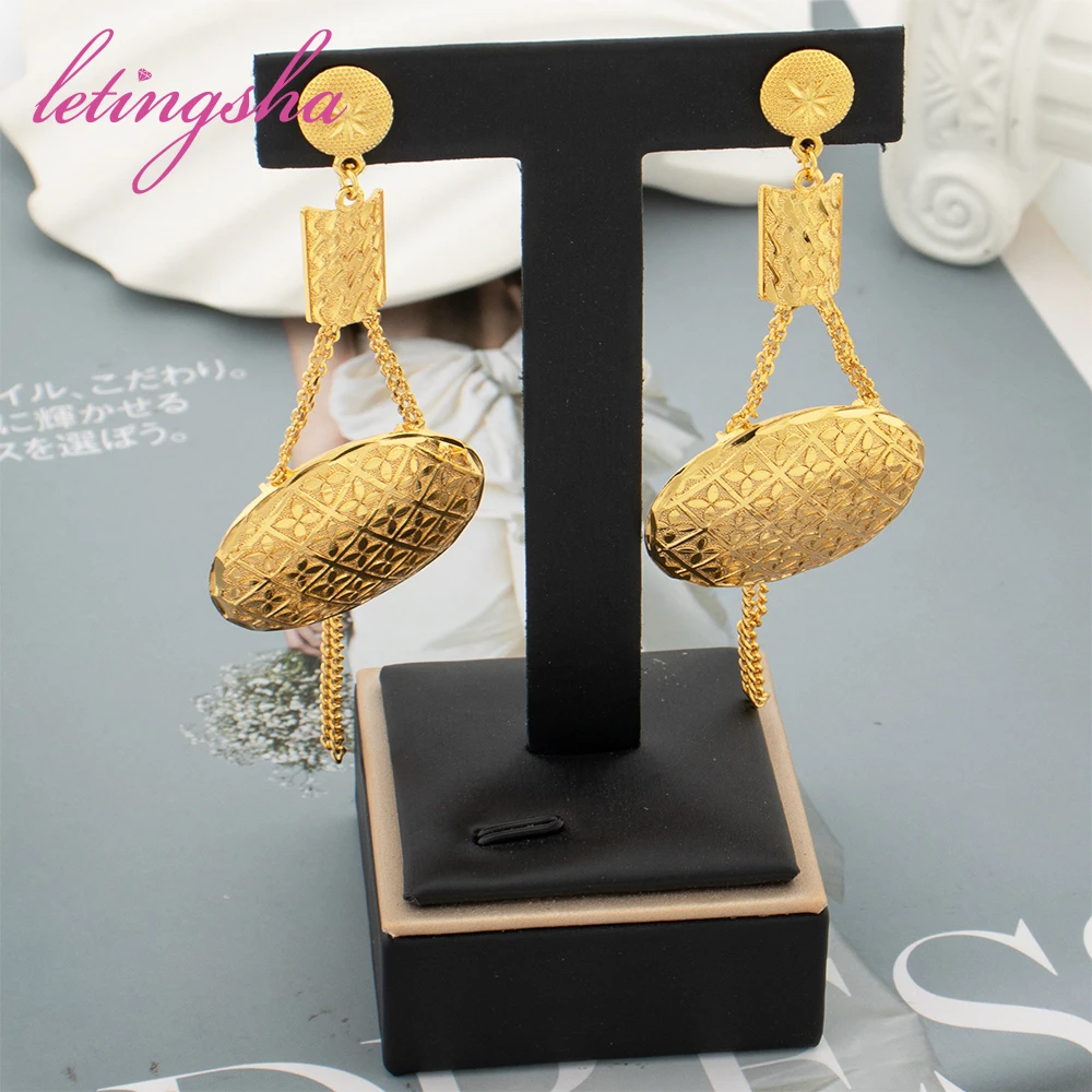 Classic Women Drop Earrings Luxury 18K Gold Plated Long For Dangle Earrings Big Jewelry Accessories Daily Party Earrings