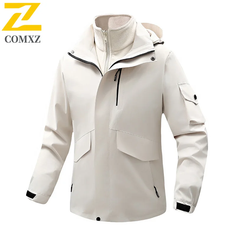 

Couple Charge Jacket Autumn Winter New Three in One Windproof Waterproof Warm Hooded Jacket Outdoor Camping Travel Zipper Jacket
