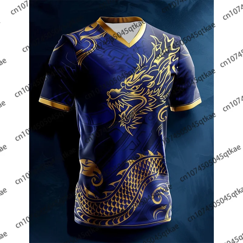 24/25 New Fashion Dragon Print Special Edition Soccer Tshirt Men Women Short Sleeve Loose Breathable Football Jersey Top For Kid