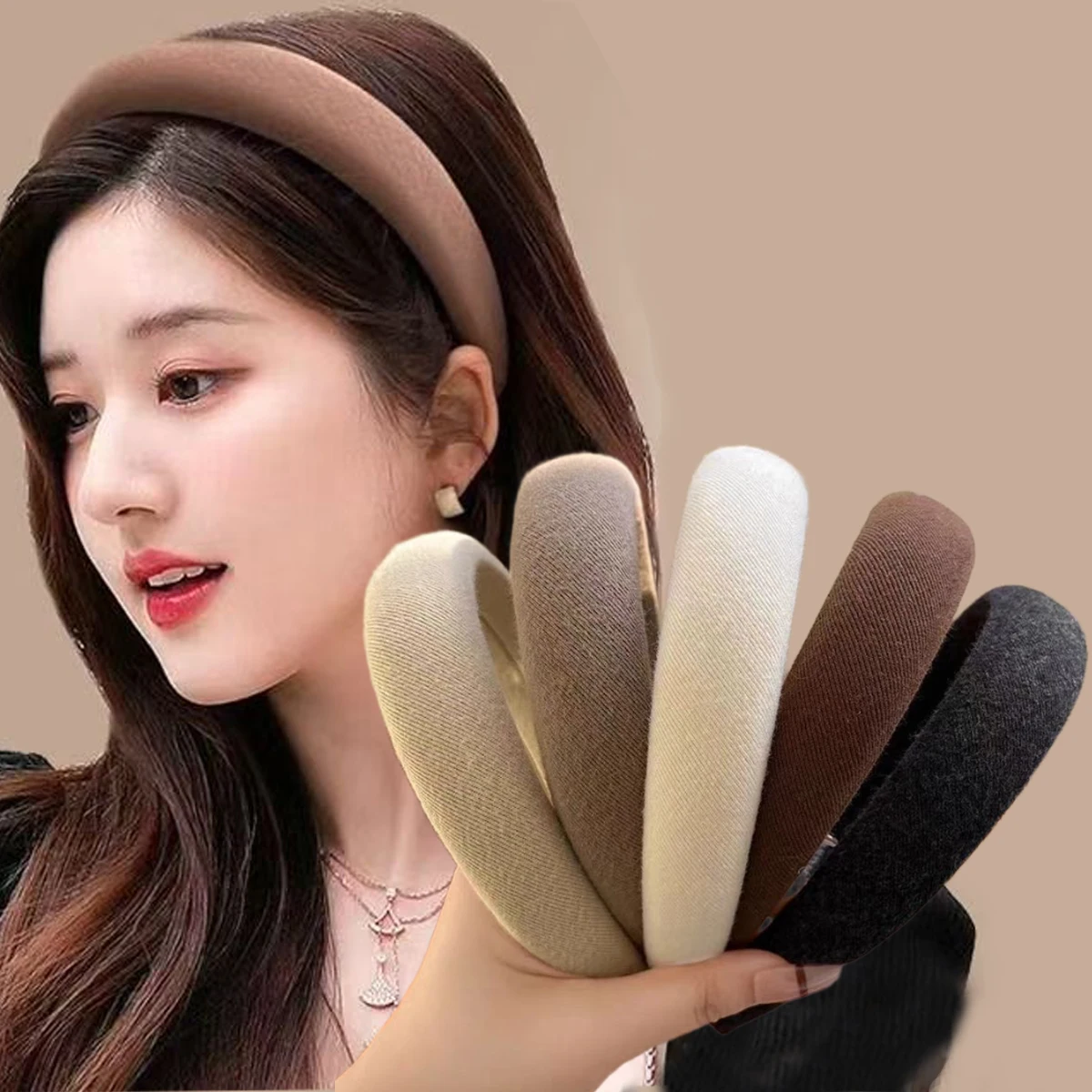 Women'S Accessories Go Outdoors - Szeroka materiałowa opaska do włosów jesienno-zimowa