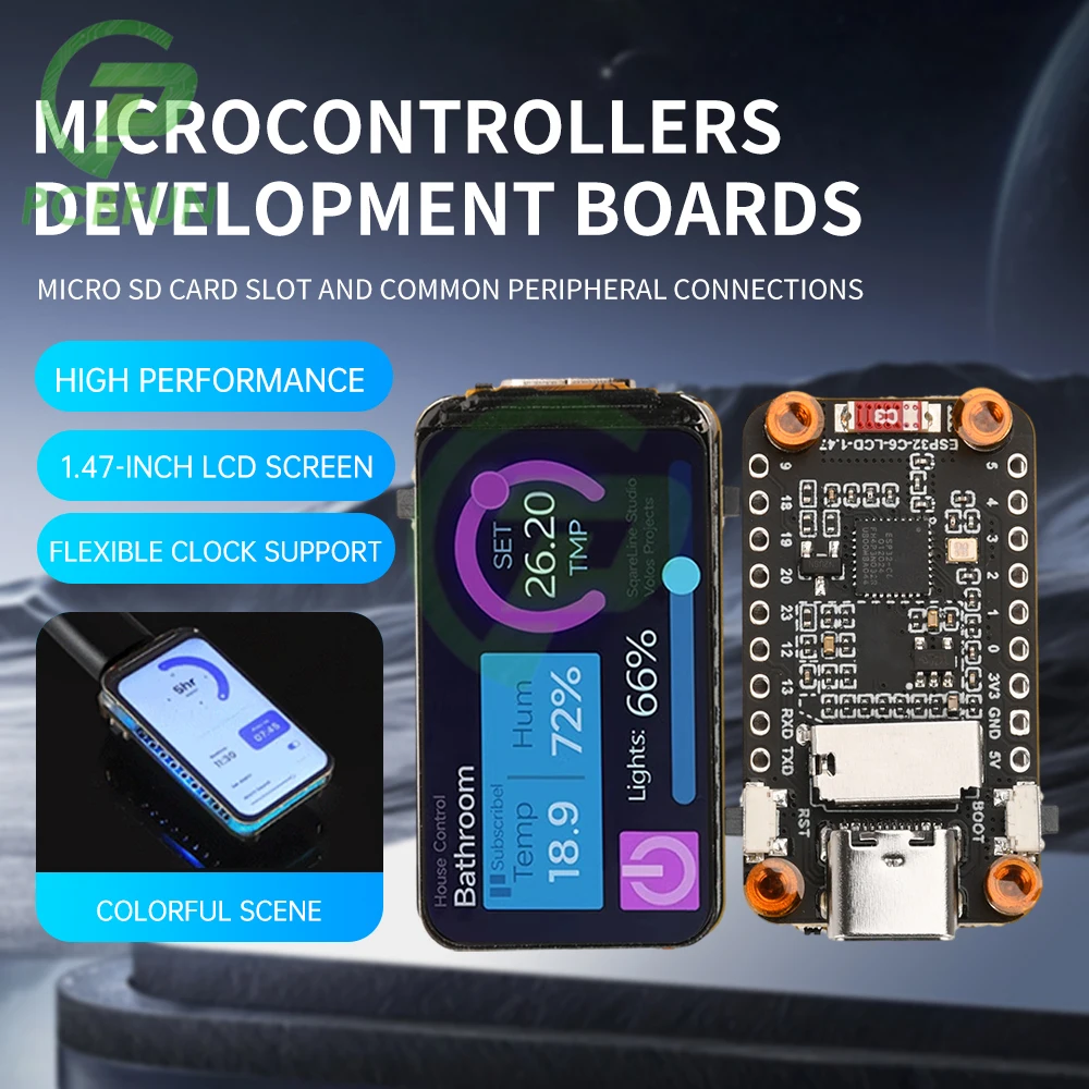 

Esp32-C6 1.47-Inch Lcd Screen Development Board Wifi 6 Bluetooth 5 Onboard Rgb Color Led Type-C Interface