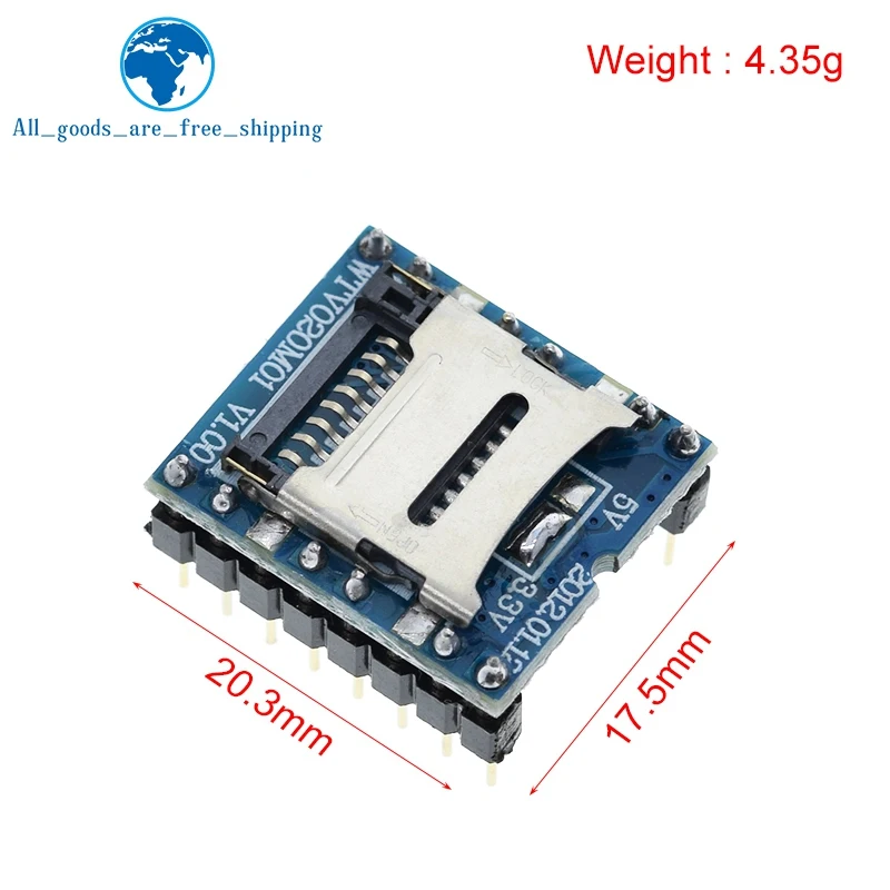 TZT WTV020 Mini SD Card MP3 Sound Module Voice  Module WTV020-SD WTV020SD-20SS For PIC Arduino 2560 UNO R3 WTV020-SD-16P