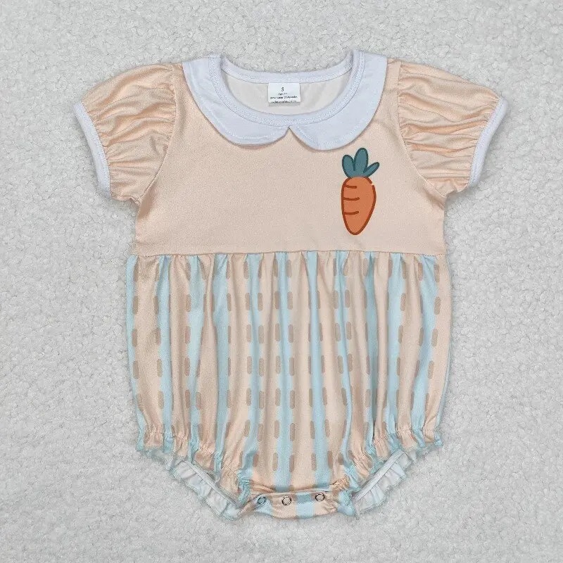 Western clothes Unisex Modal Easter embroidery cute carrot Romper High Quality flying Sleeve baby jumpsuit