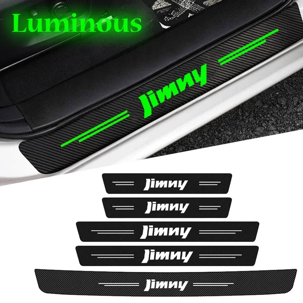 Luminous Car Door Sill Protector Carbon Fiber Threshold Anti-Scratch Stickers for Suzuki JIMNY Trunk Bumper Strips Accessories