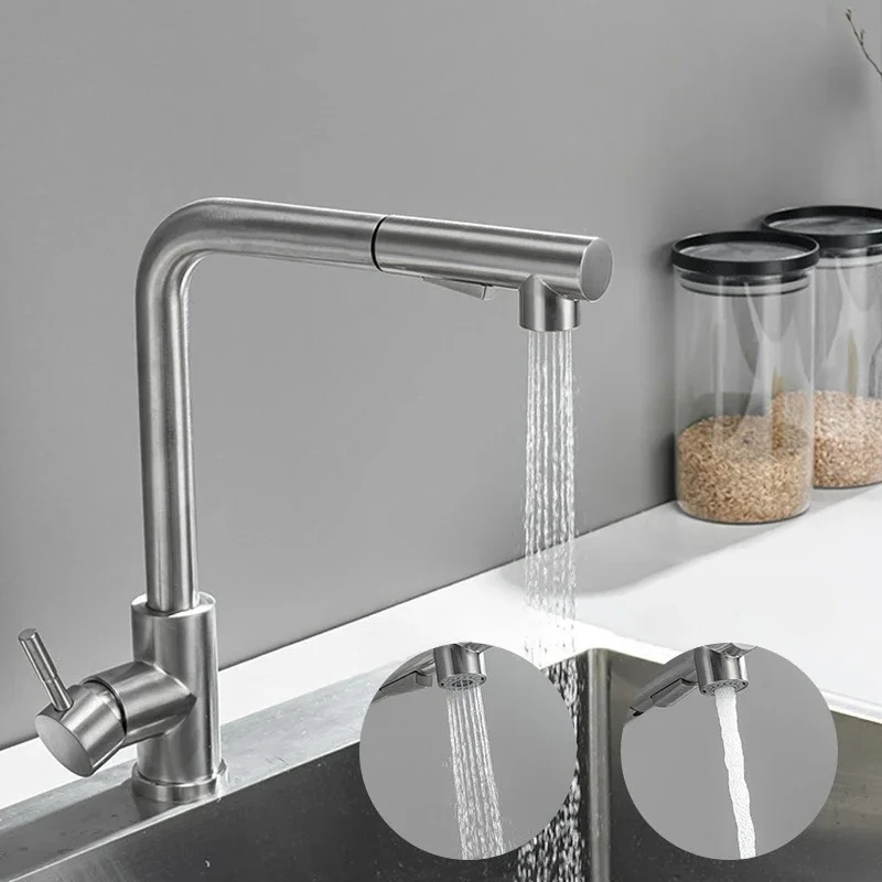 

Stainless Steel Kitchen Faucets Pull Out Pressurized Sprayer Sink Basin Faucet Household Single Handle Hot and Cold Mixer Tap
