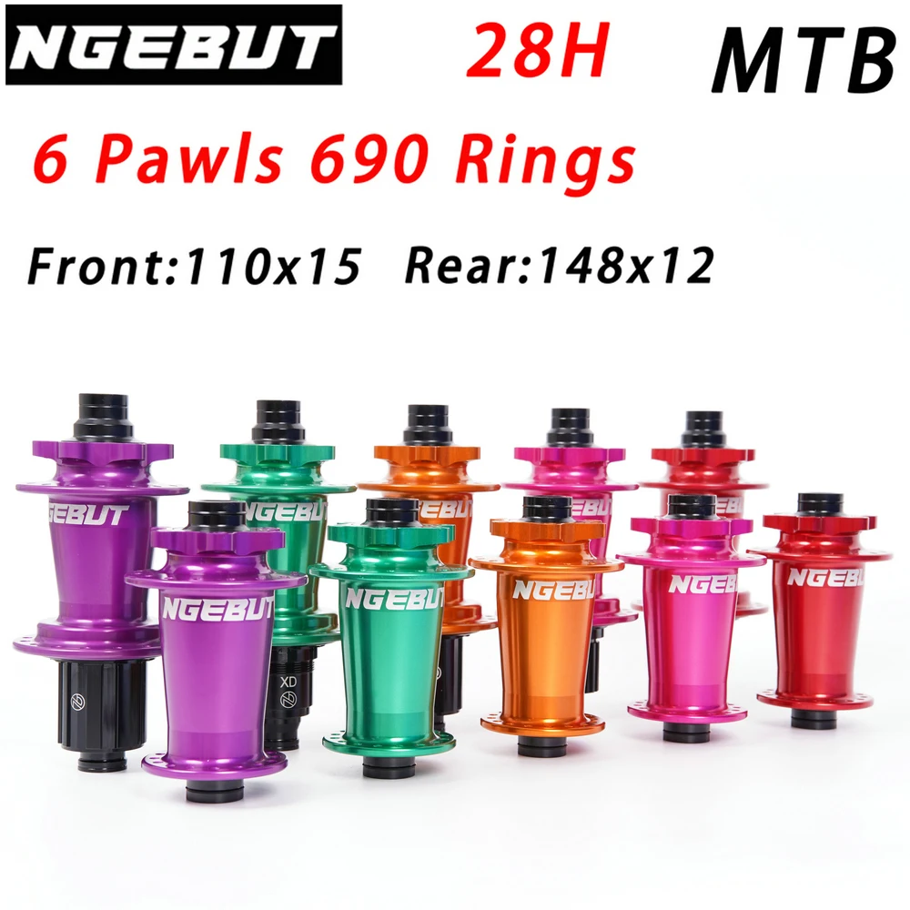 

NGEBUT 690 Rings Bicycle Hub color Sealed Bearing 6-bolt Disc Brake J-Bend 28 Holes BOOST MTB Hub For SHIMANO HG SRAM XD MS