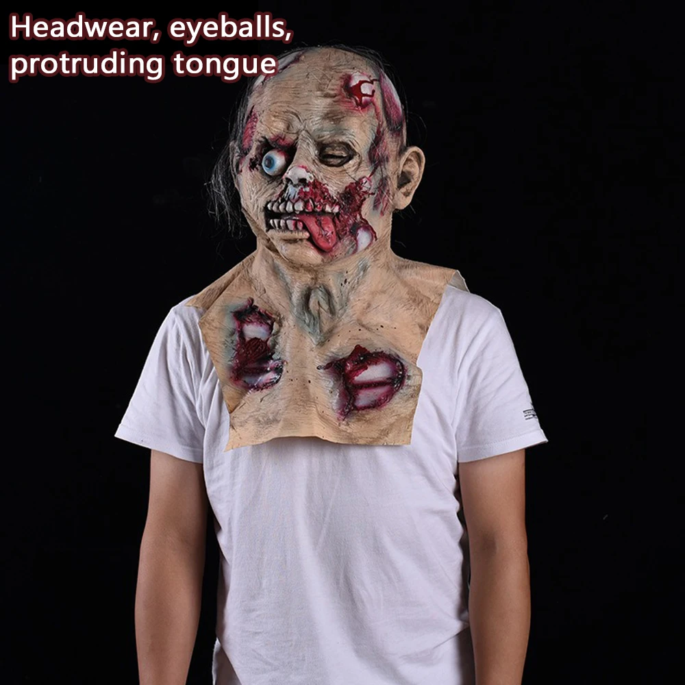 Halloween Realistic Horror Zombie Head Scary Latex Mask Vampire Demon Devil Costume Party Dress Up Club Cosplay Costumes