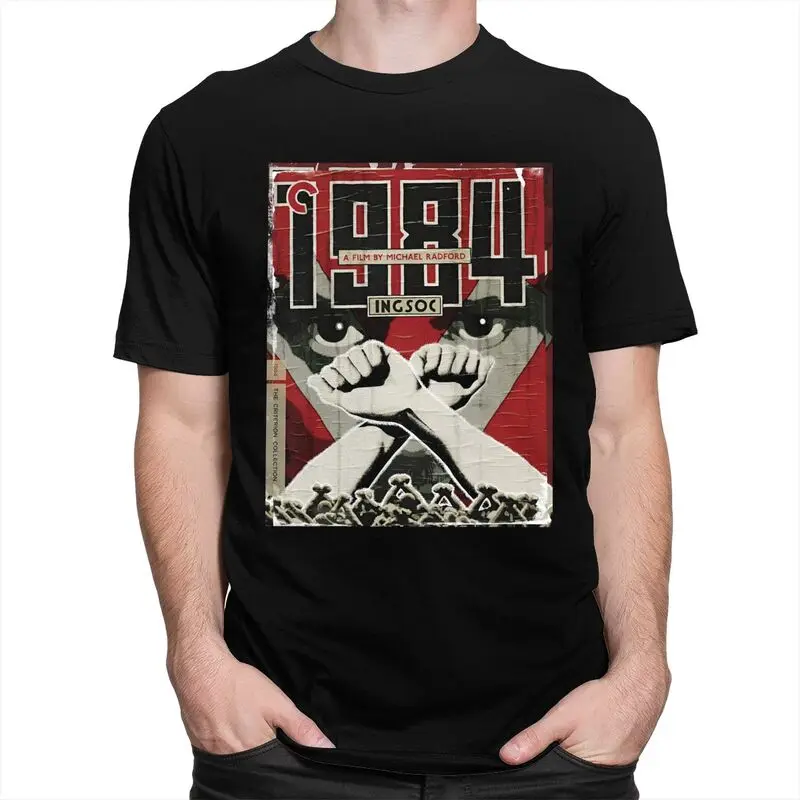 Big Brother Is Watching You T Shirt for Men Pure Cotton 1984 George Orwell T-shirt Short Sleeve Tee Shirt Loose Fit Clothing