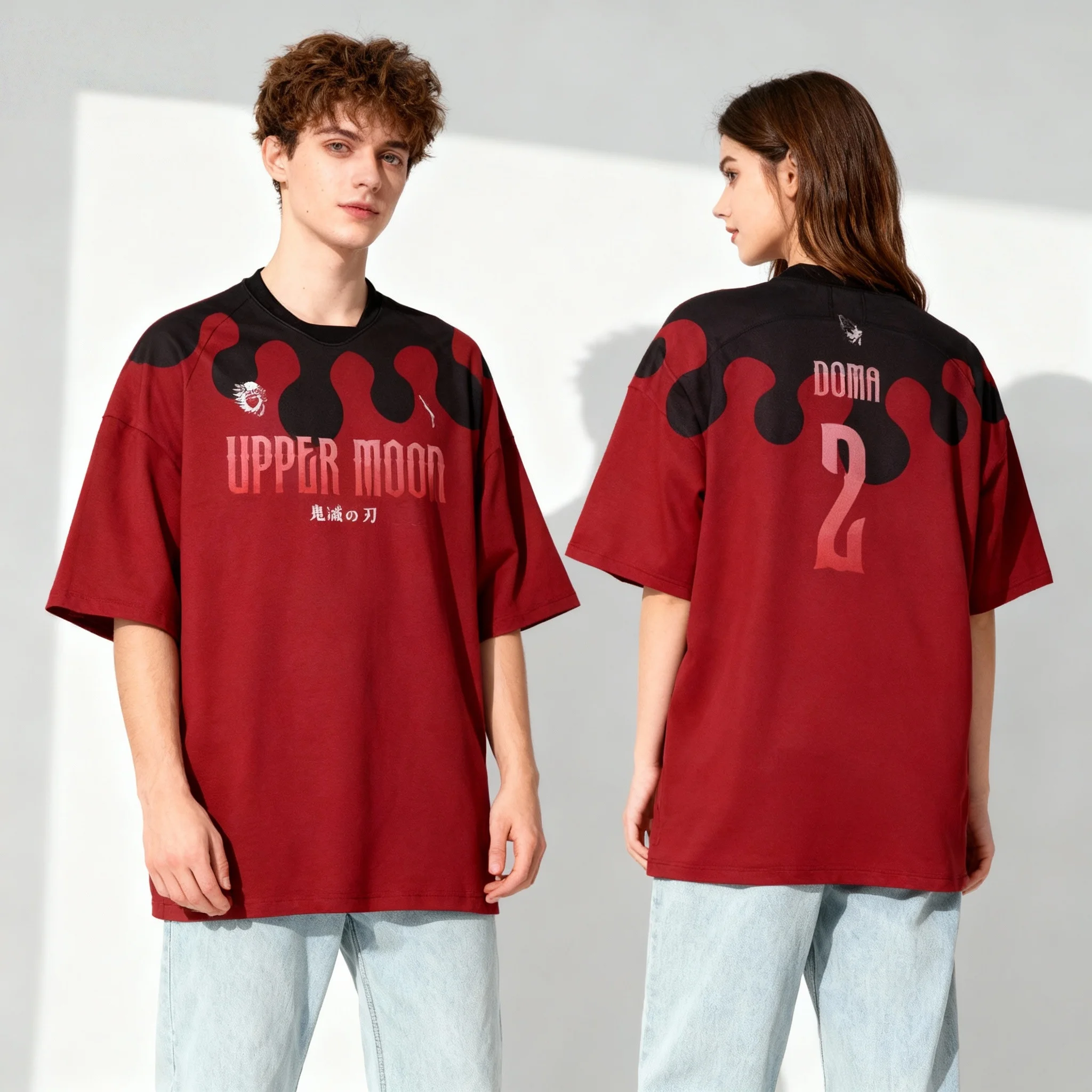 Bandai Demon Slayer Series Jersey Sweet and Cool American Street Summer T-shirt Oversized Men's and Women's Adult Top New Style