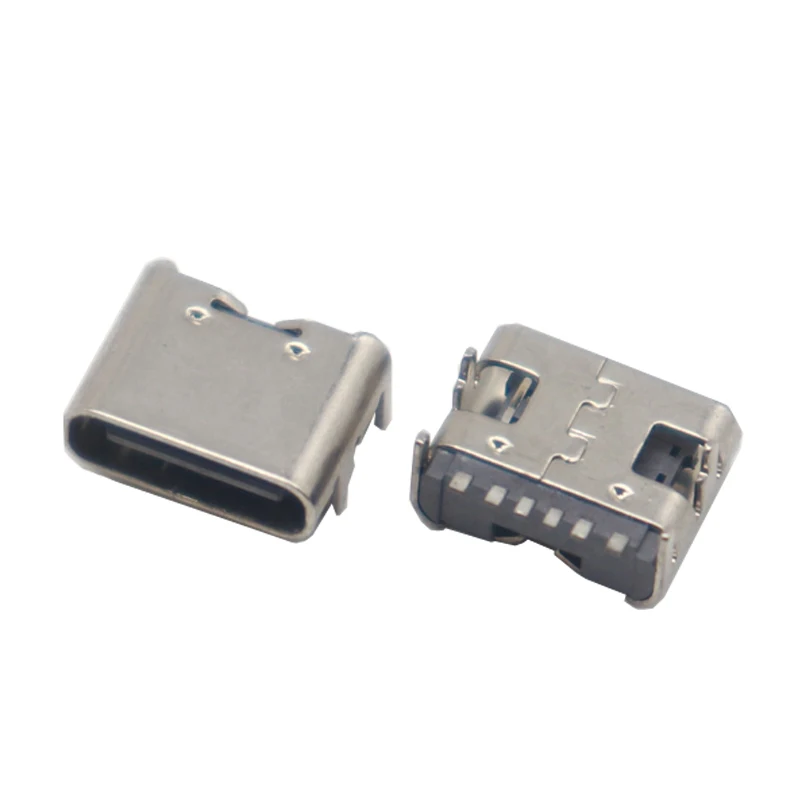 【20PCS】6 Pin SMT Socket Connector Micro USB Type C Female Placement For PCB design DIY high current charging housing