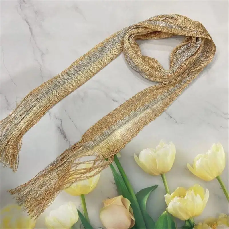 

P9FE Soft and Comfortable Striped Scarf Lace Neck Scarf for Casual and Formal Wear