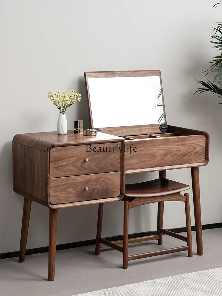 North American black walnut pure solid wood makeup table can be clamped mirror makeup table