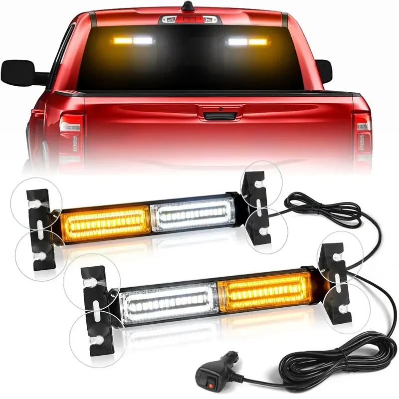 

2-in-1 12V 24V LED Strobe Lights Emergency Warning Lamp With 72 LED Dash Safety Light For Car Truck Van Windshield Mount
