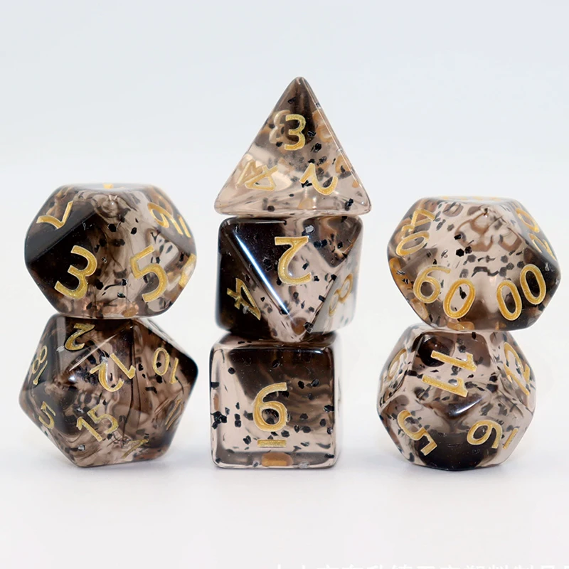 7個のクリスタルスタイルの多面体ダイスセット、ロールプレイングRPG卓上ゲームダイス、DNDやその他のロールプレイングゲームに最適