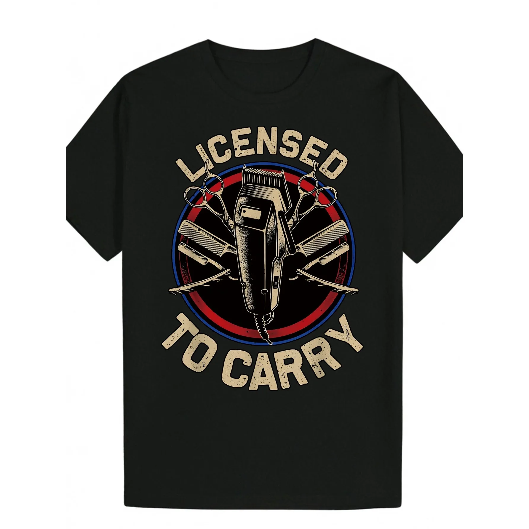 Licensed To Carry Barber Graphic Tee Men's Cotton Hair Stylist Short Sleeve T-Shirt