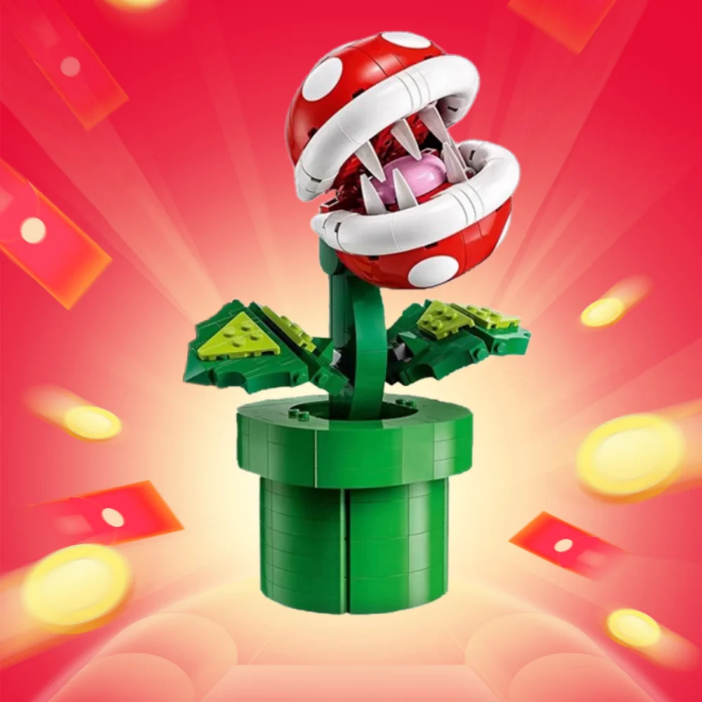 2025 new piranha plant set creative building blocks game model home decoration assembly educational toys children's Christmas gi