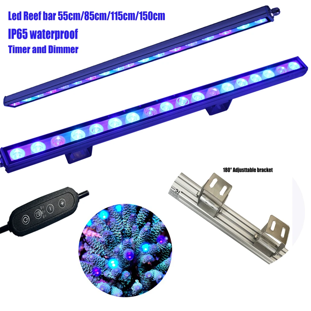 

2sets Led Aquarium Light 24inch 36inch 48inch lengths for Reef Light blue Coral Pop grow Coral Reef Fish Tank Lamp