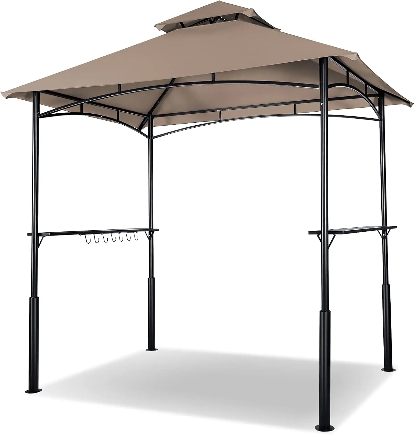 

8 × 5 Ft Grill Gazebo, Outdoor Hardtop BBQ Gazebo with Heavy Duty Steel Frame, 2-Tier Vented Top Waterproof Grill Canopy Shelter