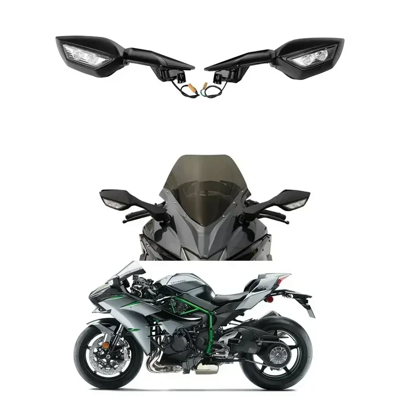 For Kawasaki Ninja H2 2015-2022 ZX1000 2015-2018 Carbon ZX1002 Motorcycle Accessories Rear View Mirrors LED Turn Signals Motor