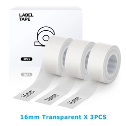 3Rolls Transparent Self-adhesive (16mm, 4meters/Roll) for MakeID L1 E1 Q1 Label Maker Tape Laminated Office Sticker