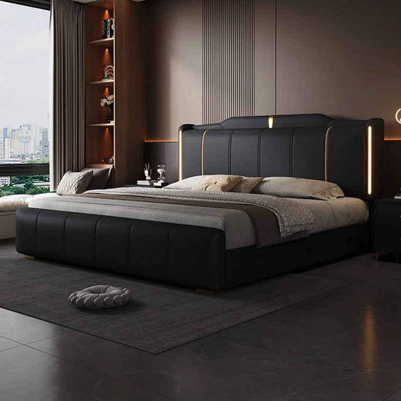 Beauty Modern Bed Frame Wooden Design Luxury Floor Space Saving Queen Bed Double Princess Letto Matrimoniale Salon Furniture