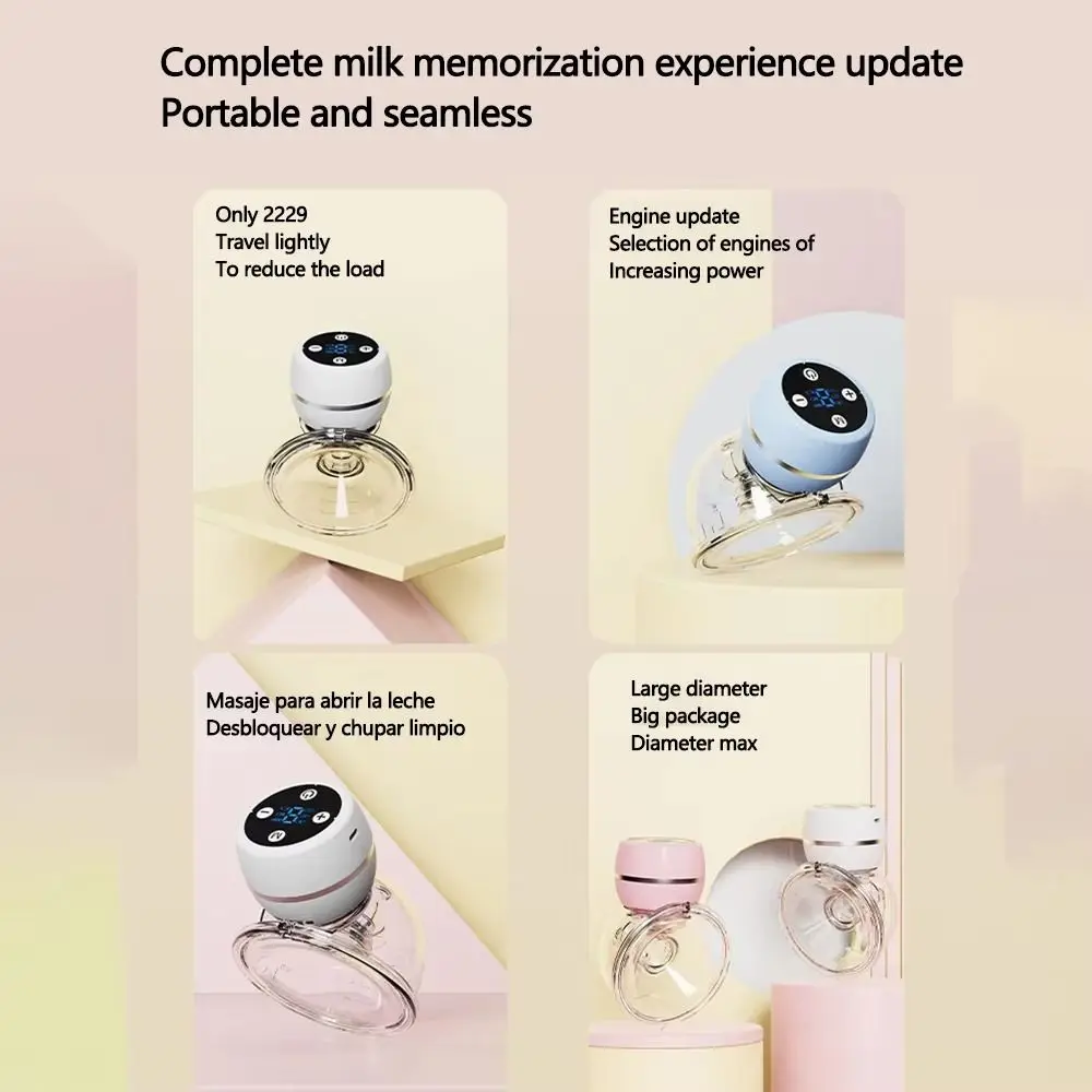 Longer Battery Life Electric Breast Pump LED Display 9 Levels Hands Free Breast Pump Low Noise Silent Breast Pump