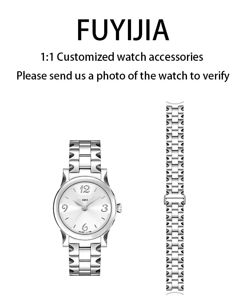 

FUYIJIA Custom T-issot STYLIS-T T028 Original Watchbands 14MM 20MM Curved Interface 316L Stainless Steel Bracelet Couple Strap