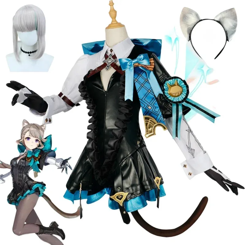 

Genshin Impact Линетт Косплей Костюм Фонтейн Волшебник Линетт Косплей Униформа Платье Парик Полный комплект Хэллоуин Рождественская вечеринка