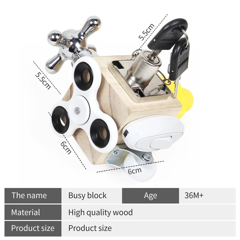 Cube en bois Montessori dos pour enfants, apprentissage précoce des enfants, boîte de verrouillage d\'entraînement AV, jouets de préhension, planche