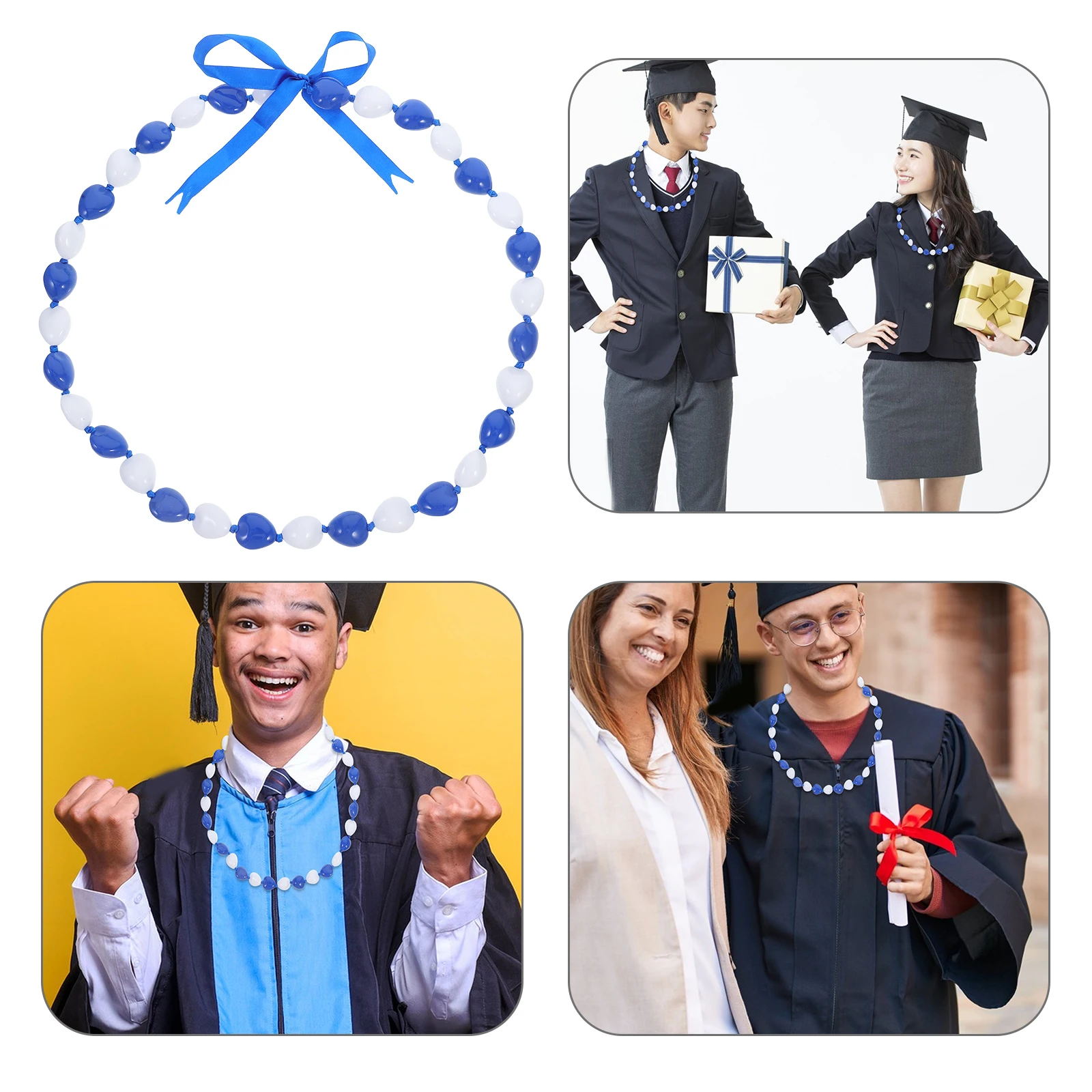 

Acrylic Bead Necklace Grad Graduation Decorations for Party Adults College Jewelry Chunky with Ribbon Bow