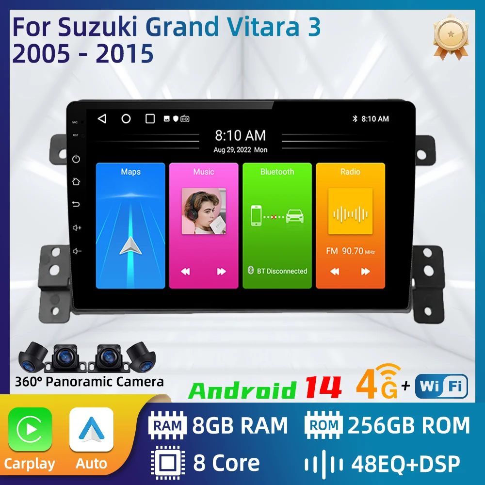 Car Radio For Suzuki Grand Vitara 2005 - 2015 Android Car Multimedia Player Carplay Auto GPS Navigation Touch Stereo 2 Din FM
