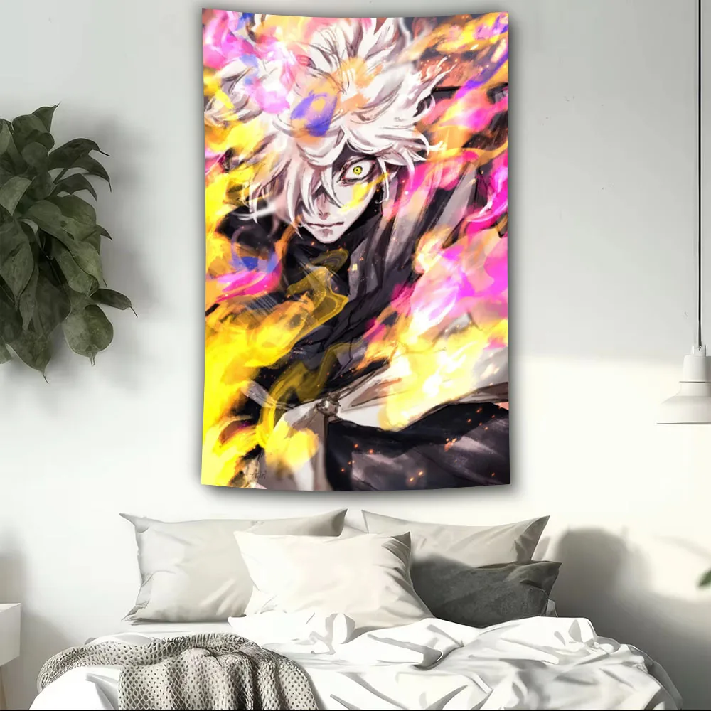 1pc Hell's Paradise Gabimaru Flame Anime Tapestry Wall Hanging Cool Room Stuff Background Cloth for Bedroom Dorm Anime Fans
