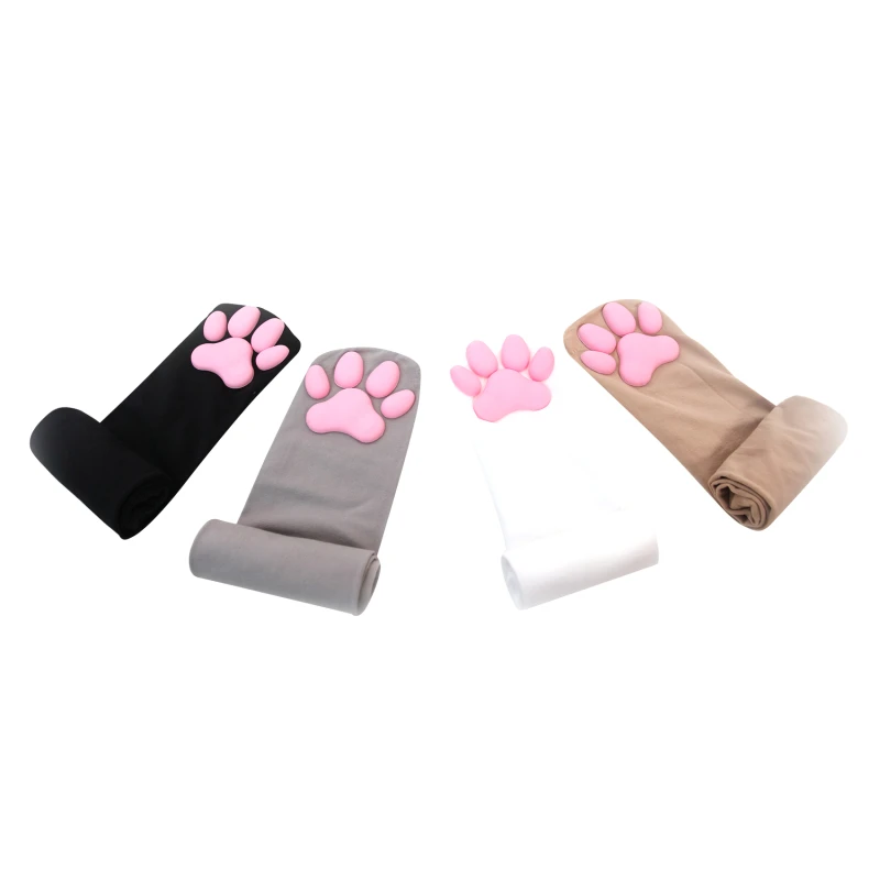 3D Cat Paw Thigh Meias Altas para Mulheres e Meninas, Kawaii Cat Claw, Gorros, Presente Bonito, Lolita Paw Pads, Cosplay, Novo