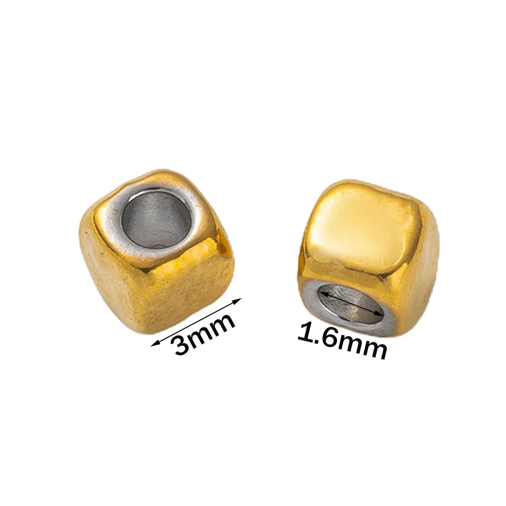 50 قطعة 2/3/4 مللي متر مطلية بالذهب الفولاذ المقاوم للصدأ مكعب خزر عازل المهر فضفاض ل سوار ذاتي الصنع قلادة صنع المجوهرات النتائج #2