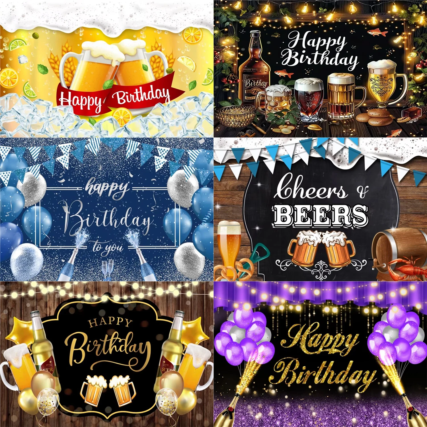 Whisky Wine Theme Happy Birthday Photography Background Gold and Black Balloons Restaurant Artistic Bar Dining Room Decoration