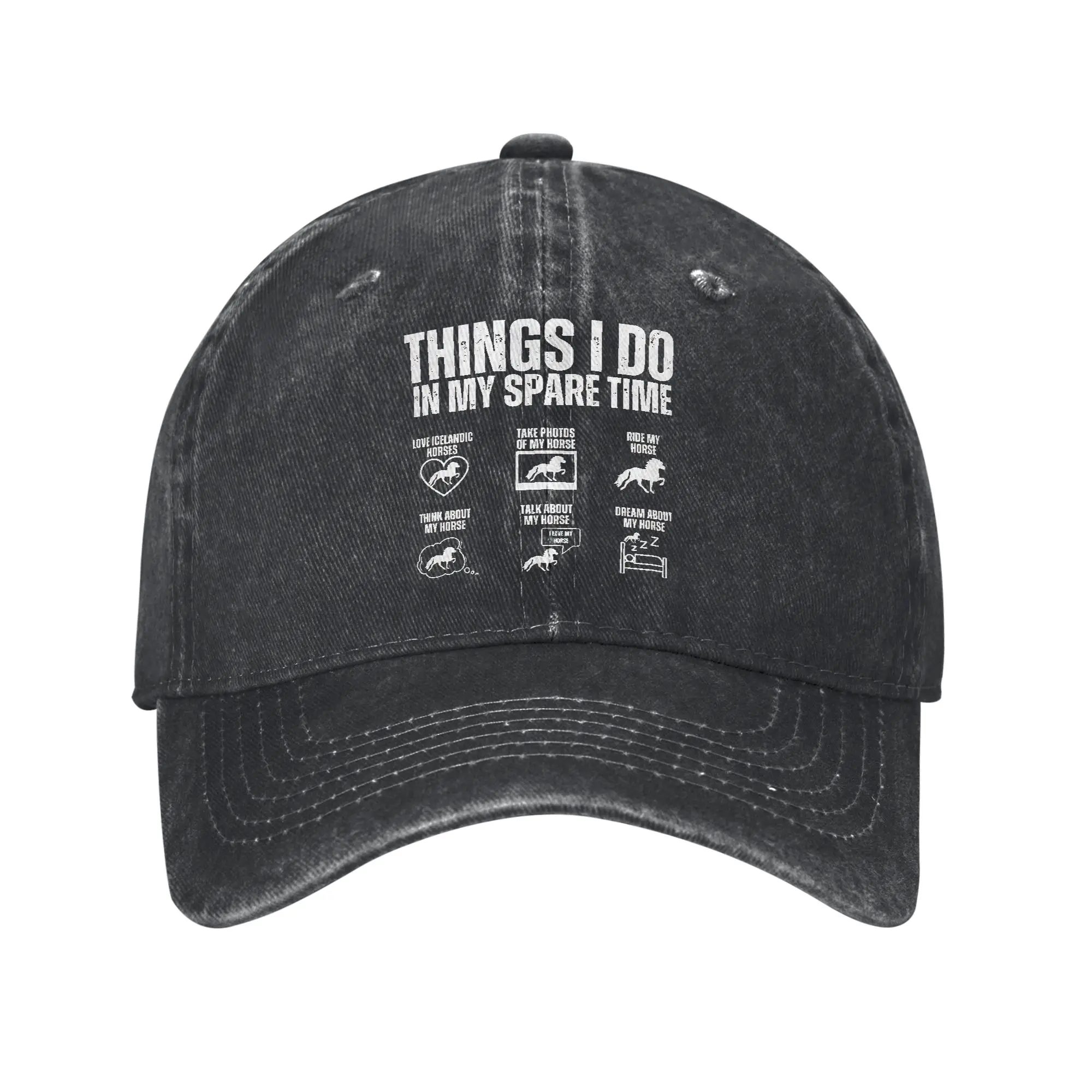 Things I Do In My Spare Time Horses Men Women Baseball Cap Distressed Denim Caps Hat Vintage Outdoor Summer Soft Headwear
