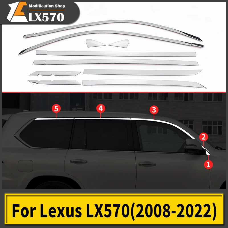 

For Lexus LX570 2008-2023 2022 2021 2020 2019 2018 Car window Chrome trim strip LX 570 Exterior upgraded Accessories body kit