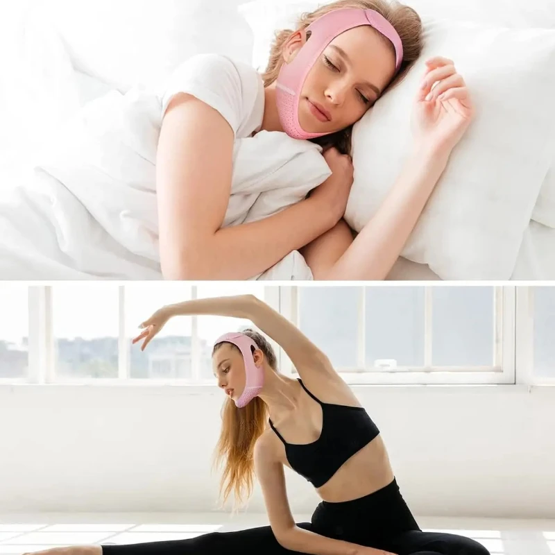 Cinghia per il viso riutilizzabile, maschera a V, doppio riduttore per il mento, cerotto per il mento, cinturino per il mento, cintura a V, maschera per il viso a forma di V per cedimenti