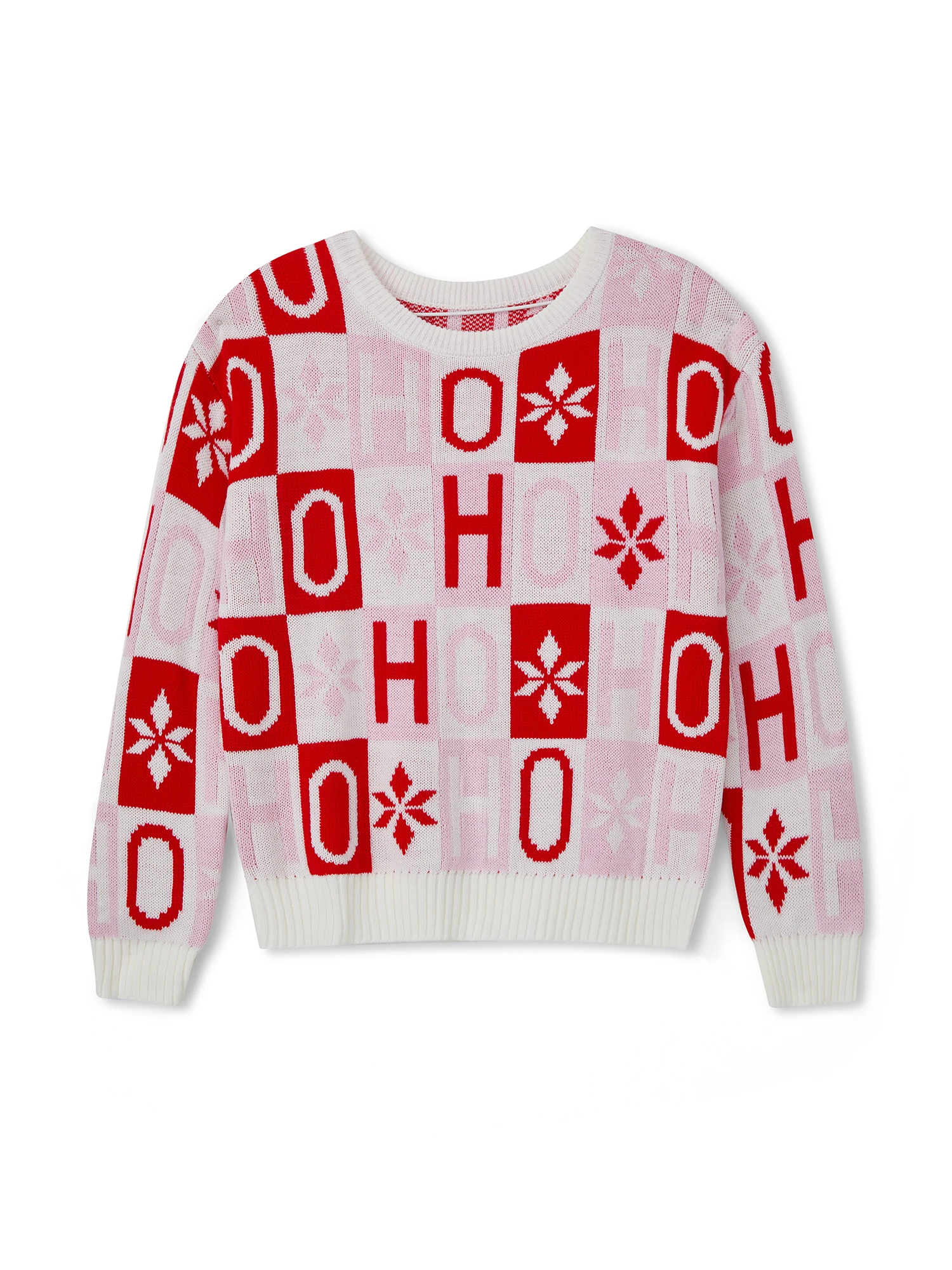 女性のクリスマスニットセーター長袖クルーネックトナカイプリントプルオーバージャンパーお祝いホリデートップ