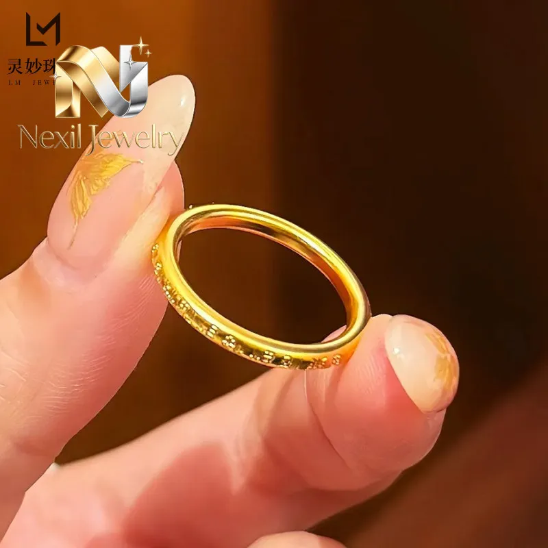 

Nexil Jewelry Nexil Jewelry Hundred Blessings Plain Band Ring Women's 24K Gold AU999 - Stackable plain band design, layered l