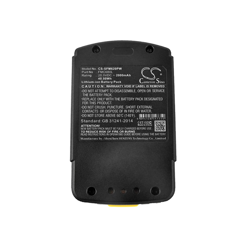 

Li-ion Power Tools Battery for Stanley,20.0v,2000mAh,FMC620,FMC680L ﻿