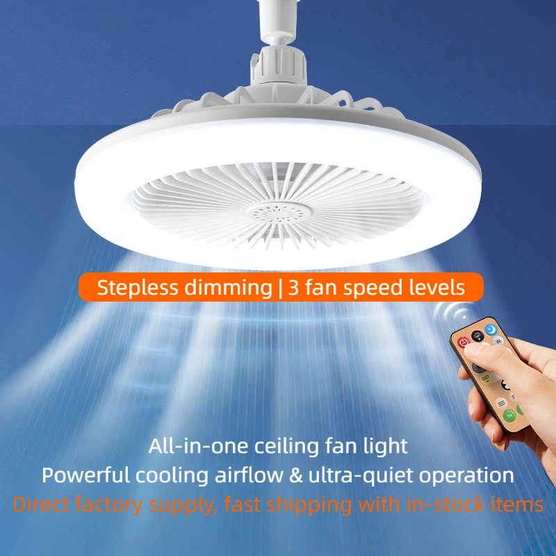 2026New E27 Fan Light,Aromatherapy,Multi-speed Wind,3 Color Changing LED, Universal Adjustable Ceiling Fan Lamp for Home Decor