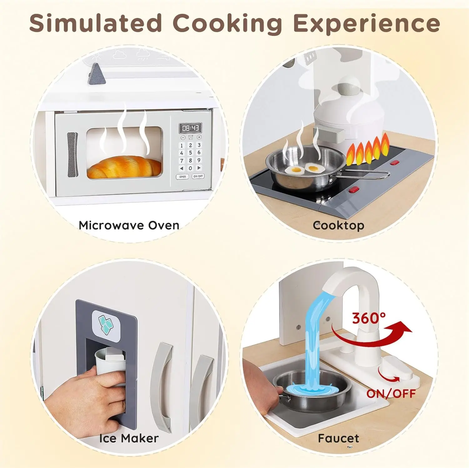 남아용 나무 놀이 주방, 프리미엄 유아 척 놀이 요리 세트, 스토브, 냉장고, 액세서리 포함