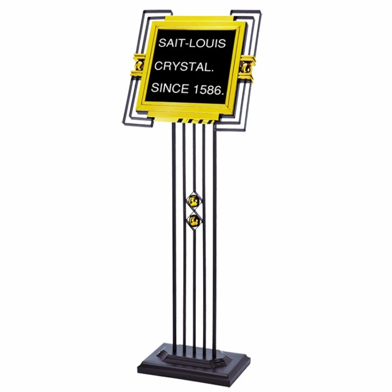 Letrero vertical de acero negro dorado para centros comerciales, metro, bancos, hoteles, restaurantes, entradas, menús y publicidad