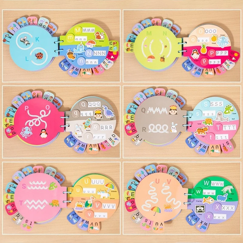 Kinder Englisch Frühe Bildung Aufklärung Ruhig Aufkleber Buch Spielzeug Baby Stift Control Training Zeichnung Buch Brief Ruhig Buch