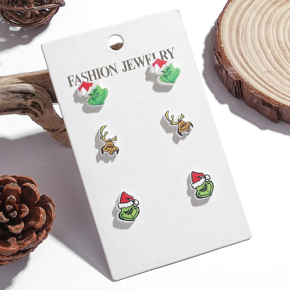 WELBACK Christmas Earrings Handmade DIY Cartoon Quirky Puppy Grimm Acrylic Dangling Earrings