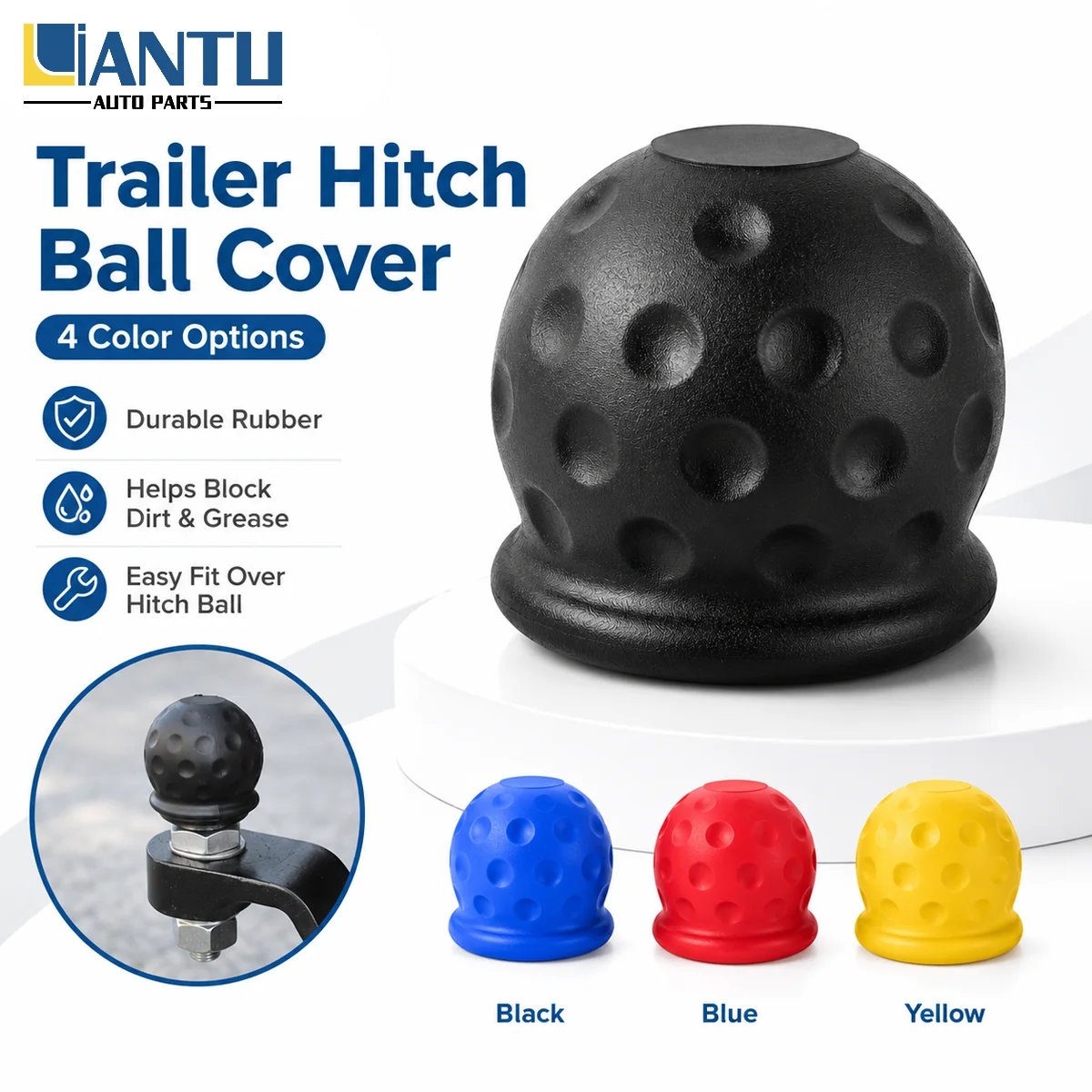 1/2/5PCS Car Tow Ball Cover Rubber Hitch Protective Cap Trailer Towing Hook Cover Exterior Auto Accessories Easy Installation