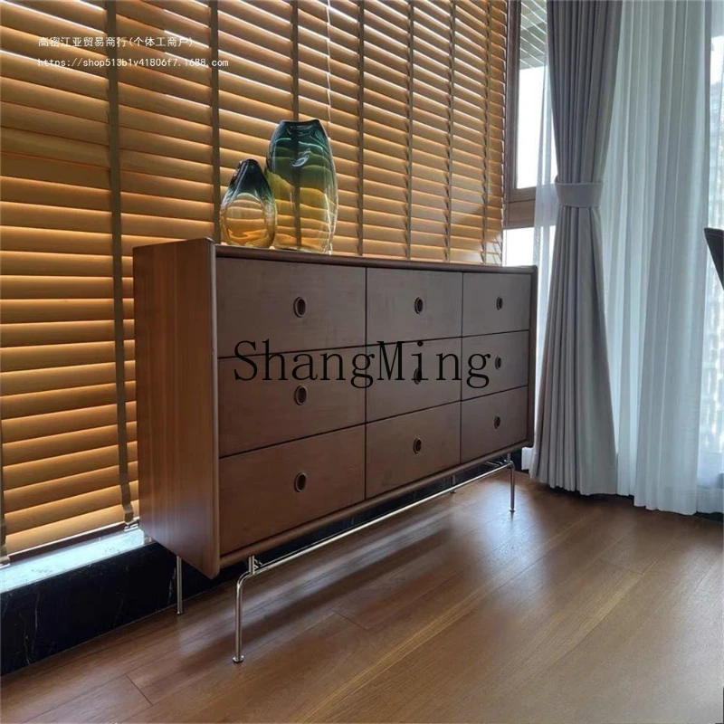 

FG solid wood nine chest cabinet medieval furniture bedroom end modern simple living room retro drawer cabinet integrated